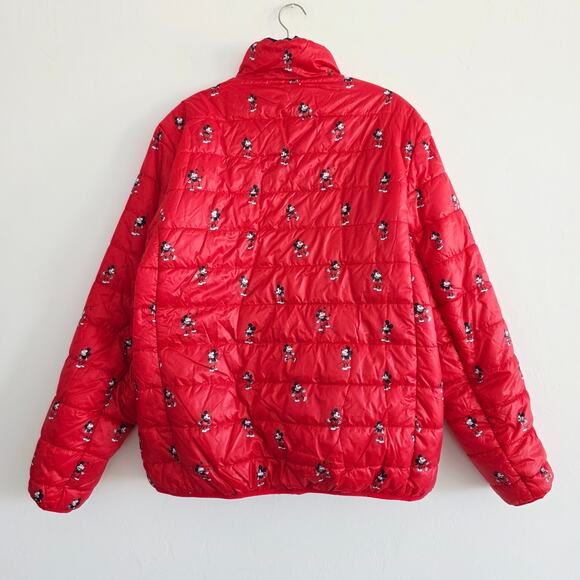 Disney Red & Purple Reversible Mickey Mouse Puffer Jacket Unisex Size Large - Picture 3 of 9